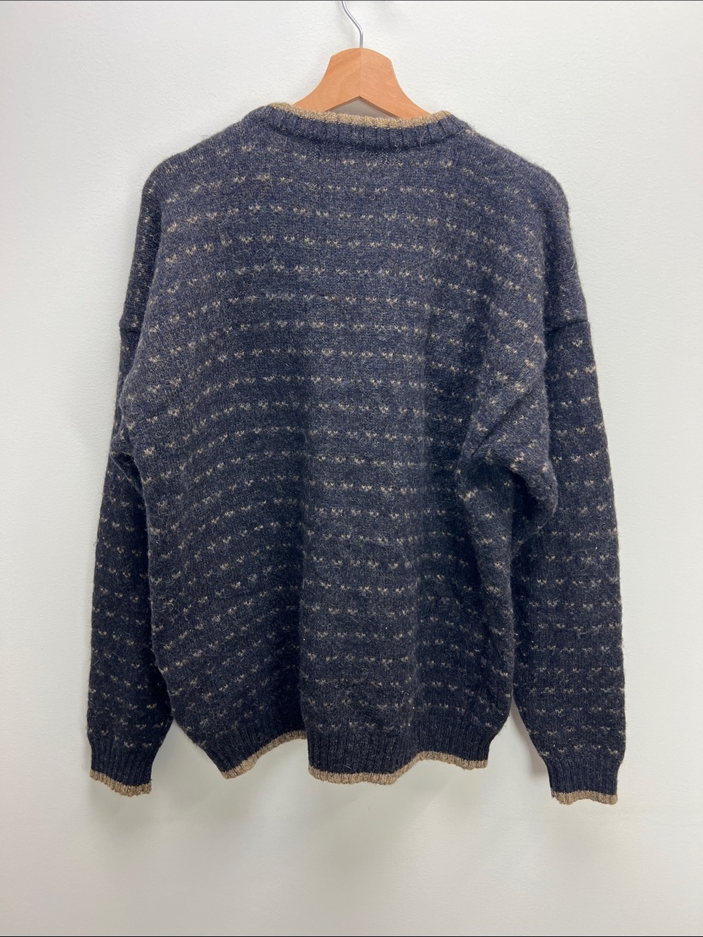Vintage Woolrich Nottingham Tweed Wool Sweater Fair Isle Crewneck Mens XL Warm - Picture 4 of 7